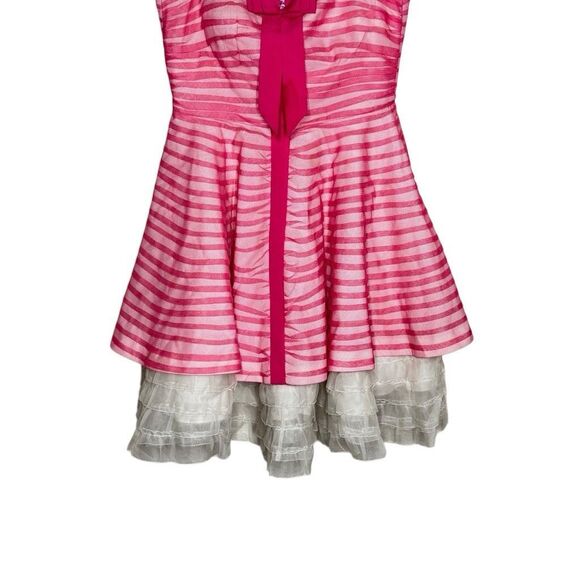 TBF Pink Striped Sleeveless Mini Dress Size 2 Bow Accent Lace Trim Spaghetti Y2K - Picture 4 of 11